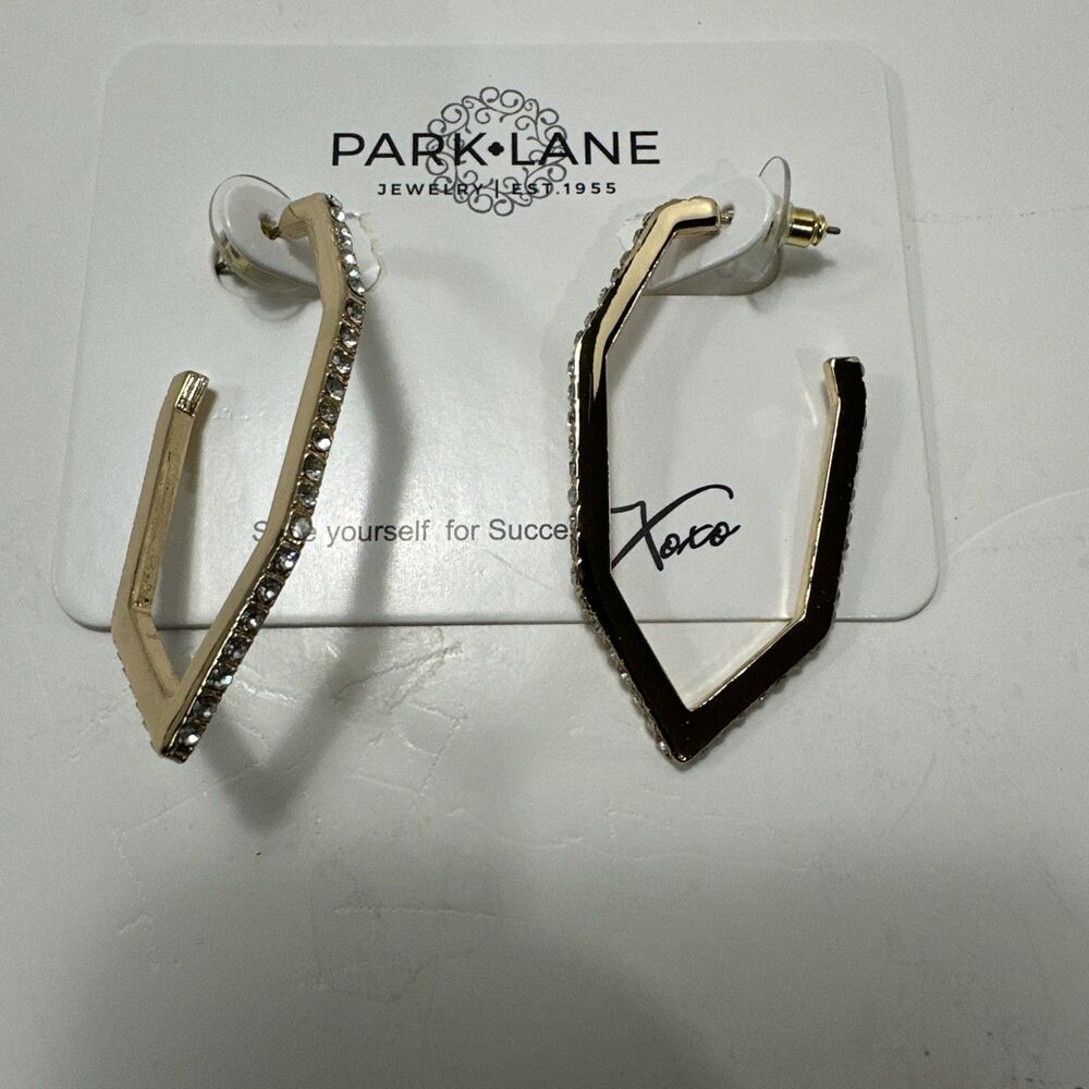 Park Lane Soleil hoop earrings featuring a gold tone and pave-lined CZ crystals